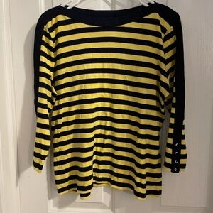 Black and Yellow Striped Long Sleeve Top